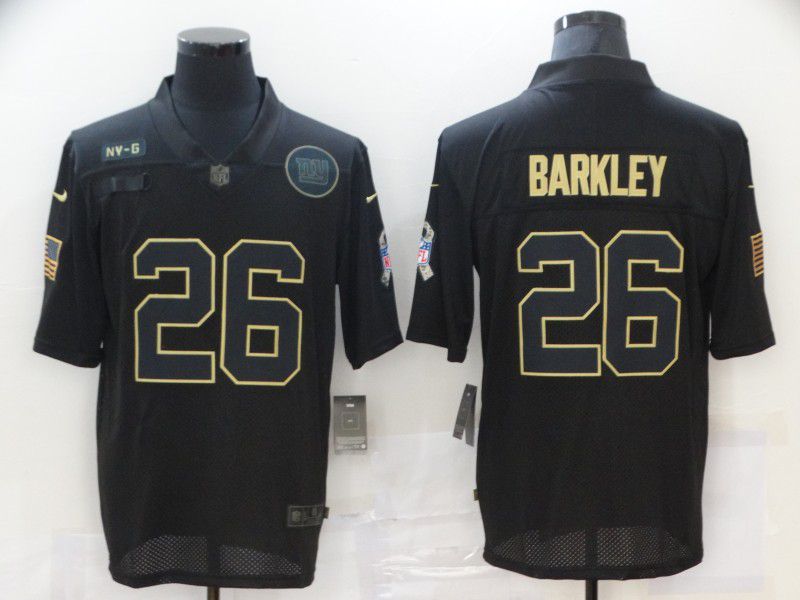 Men New York Giants #26 Barkley Black gold lettering 2020 Nike NFL Jersey->new york giants->NFL Jersey